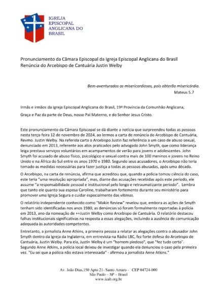Pronunciamento da Câmara Episcopal da Igreja Episcopal Anglicana do Brasil-imagens-0
