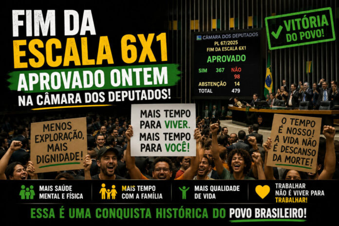 Câmara aprova fim da escala 6x1 no Brasil