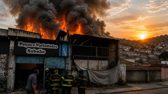Incêndio atinge lojão de variedades em Taboão da Serra