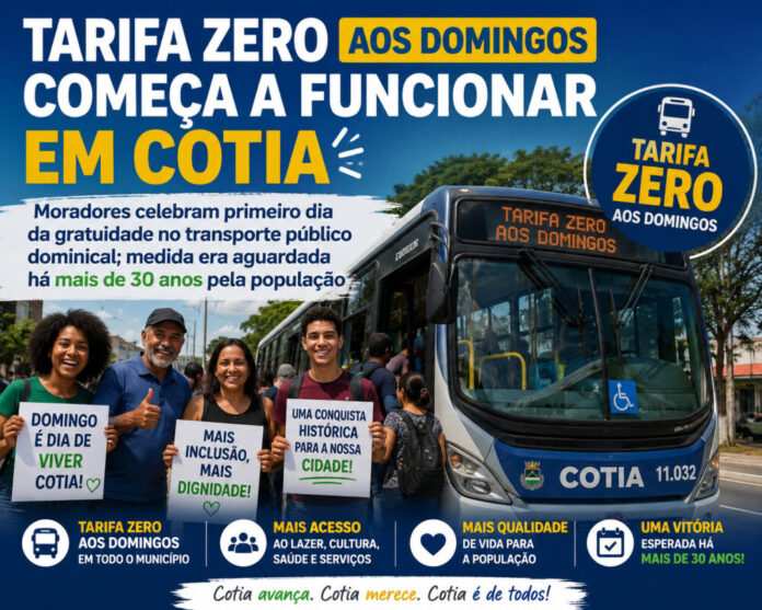 Tarifa Zero aos Domingos Começa a Funcionar em Cotia Tarifa Zero aos Domingos Começa a Funcionar em Cotia