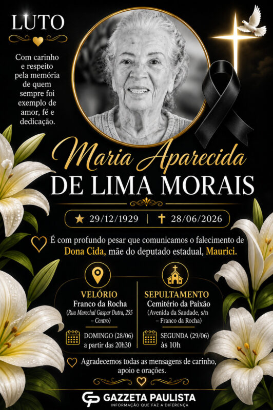 Nota de falecimento Maria Aparecida de Lima Moraes Nota de falecimento Maria Aparecida de Lima Moraes