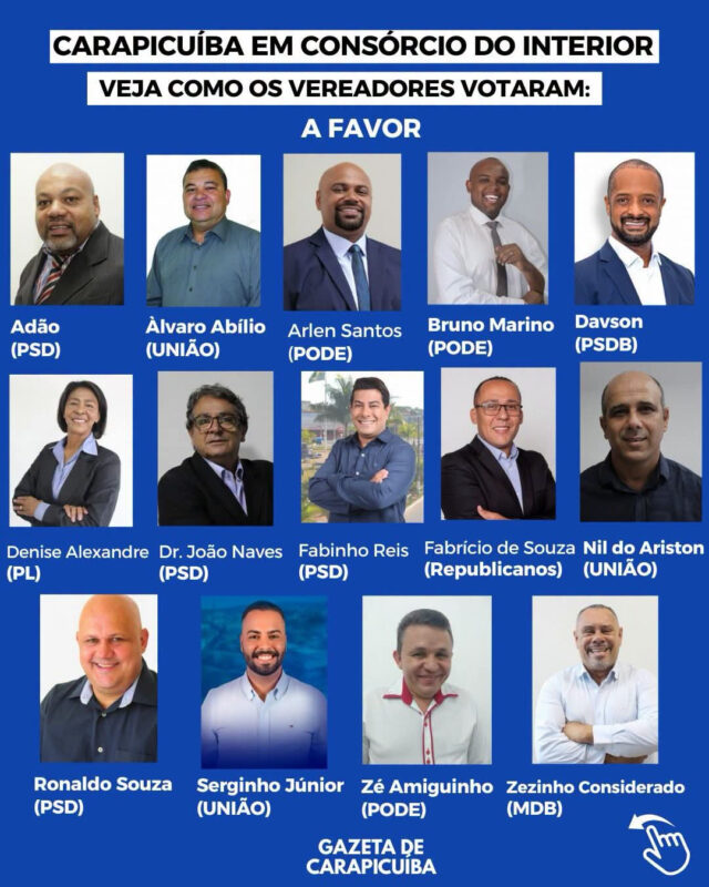 Vereadores Carapicuíba votação consórcio
