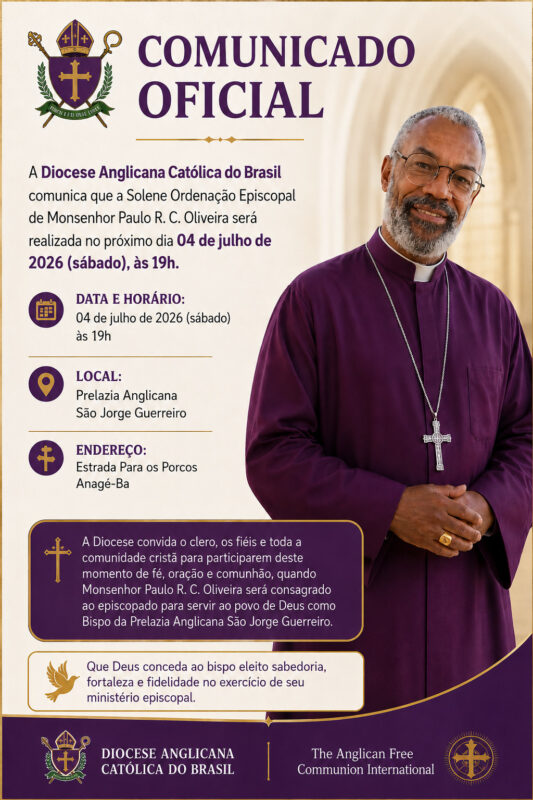 Diocese Anglicana Católica do Brasil Anuncia Ordenação Episcopal de Monsenhor Paulo Oliveira