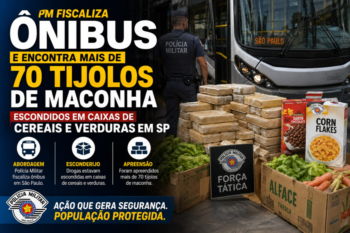 PM apreende tijolos de maconha ônibus SP PM apreende tijolos de maconha ônibus SP