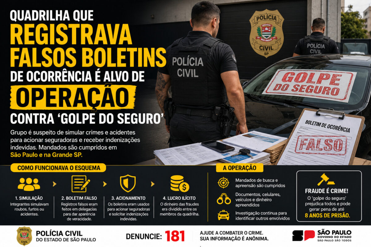 Operação Miragem Golpe do Seguro Polícia Civil SPt Operação Miragem Golpe do Seguro Polícia Civil SP