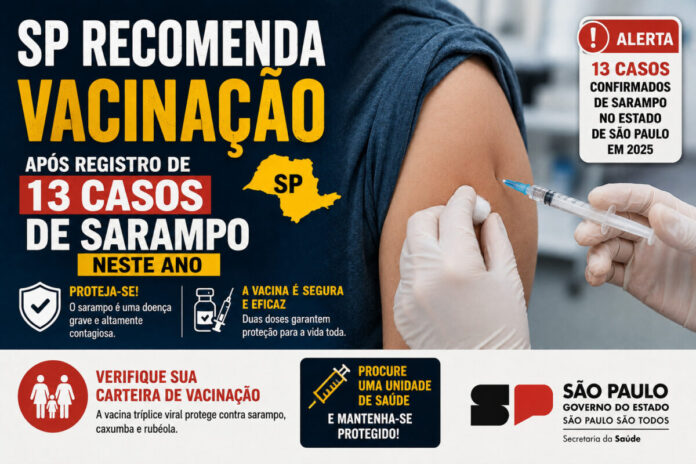 Sarampo São Paulo vacinação 13 casos Sarampo São Paulo vacinação 13 casos