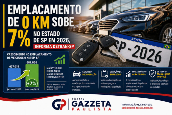 Emplacamento de Veículos 0 km Cresce 7% no Estado de SP em 2026