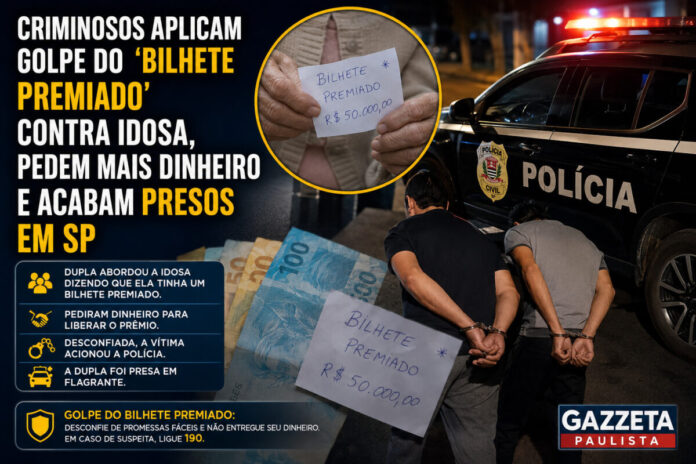 Golpe do bilhete premiado idosa presa SP Golpe do bilhete premiado idosa presa SP