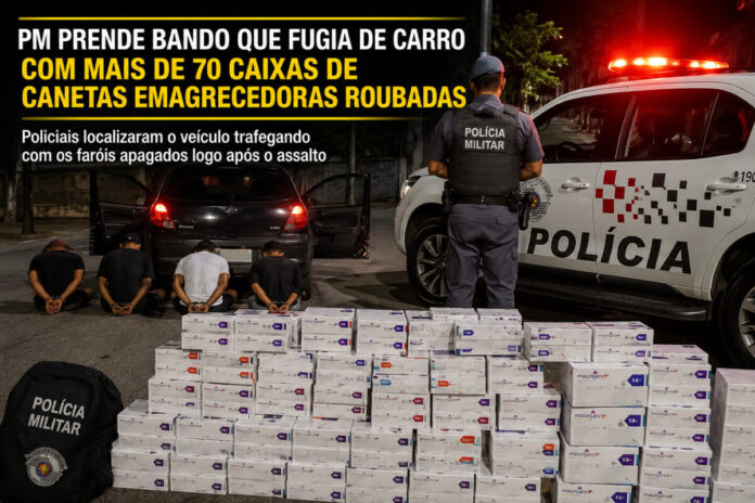 PM Intercepta Carro e Prende Bando com 76 Caixas de Canetas Emagrecedoras Roubadas em SP