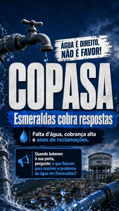 Falta de agua Esmeraldas Copasa privatizacao
