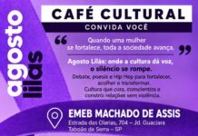 Café Cultural Agosto Lilás em Taboão traz arte e palestras Informações sobre Apoio e Direitos da Mulher