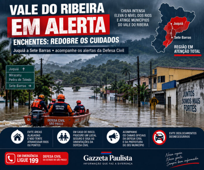 Vale do Ribeira em alerta chuvas e enchentes