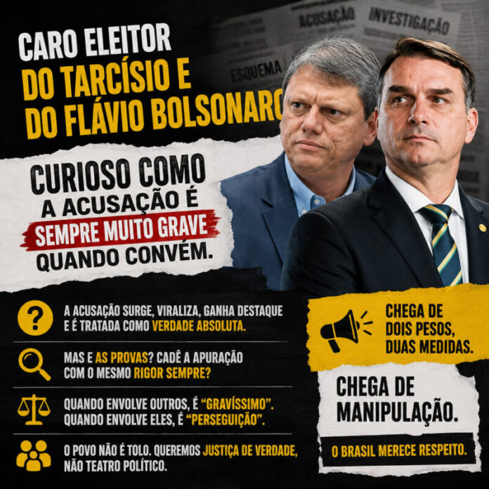 Caro eleitor do Tarcísio e do Flávio Bolsonaro. Caro eleitor do Tarcísio e do Flávio Bolsonaro.