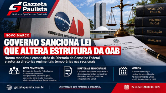 Governo sanciona Lei 15511 altera estrutura OAB