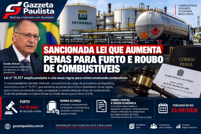 Lei 15517 aumenta pena furto roubo combustiveis Lei 15517 aumenta pena furto roubo combustiveis
