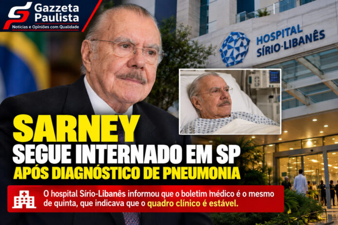 José Sarney segue internado em SP com quadro estável de pneumonia
