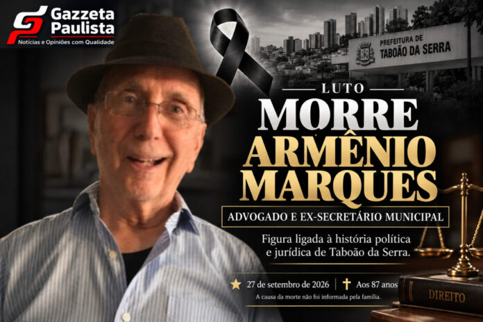 Morre aos 87 anos o advogado Armênio Marques em Taboão da Serra Morre aos 87 anos o advogado Armênio Marques em Taboão da Serra
