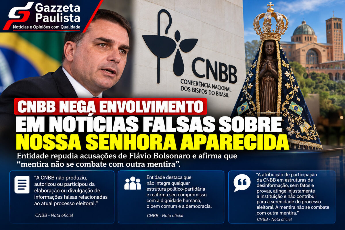 CNBB rebate acusações de Flávio Bolsonaro sobre notícia falsa de Nossa Senhora CNBB rebate acusações de Flávio Bolsonaro sobre notícia falsa de Nossa Senhora