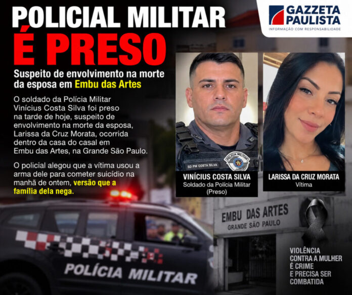 PM preso suspeito morte esposa Embu das Artes