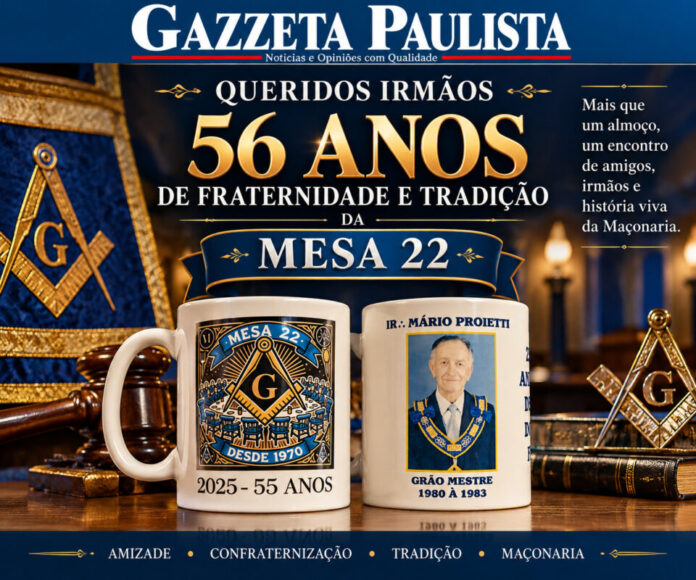 Mesa 22 da GLESP Completa 56 Anos de Tradição, História e Fraternidade Maçônica em São Paulo
