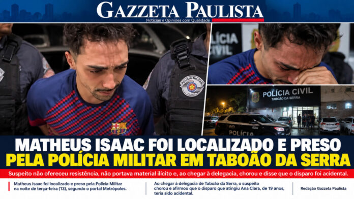 Suspeito de matar jovem de 19 anos em Taboão é preso pela PM e alega tiro acidental