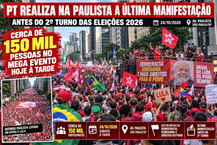PT Reúne Cerca de 150 Mil Pessoas na Avenida Paulista no Último Grande Ato Antes do 2º Turno das Eleições 2026