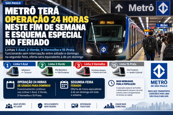 Metrô 24 Horas em São Paulo Metrô de SP Terá Operação 24 Horas no Fim de Semana e Esquema Especial no Feriado