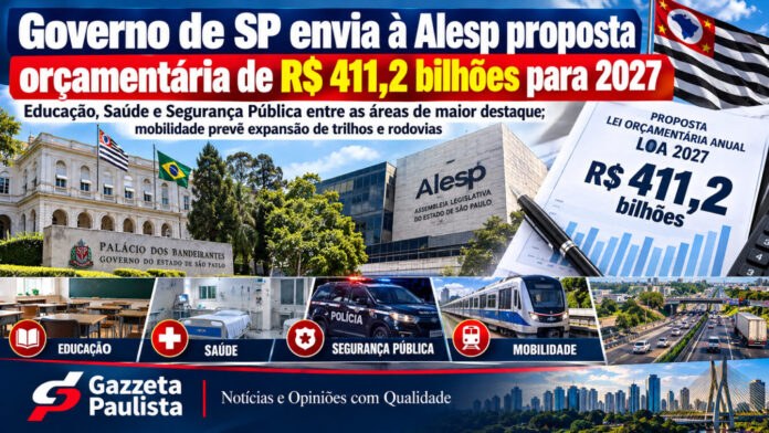 Orçamento de SP em destaque Governo de SP envia à Alesp orçamento recorde de R$ 411,2 bi para 2027