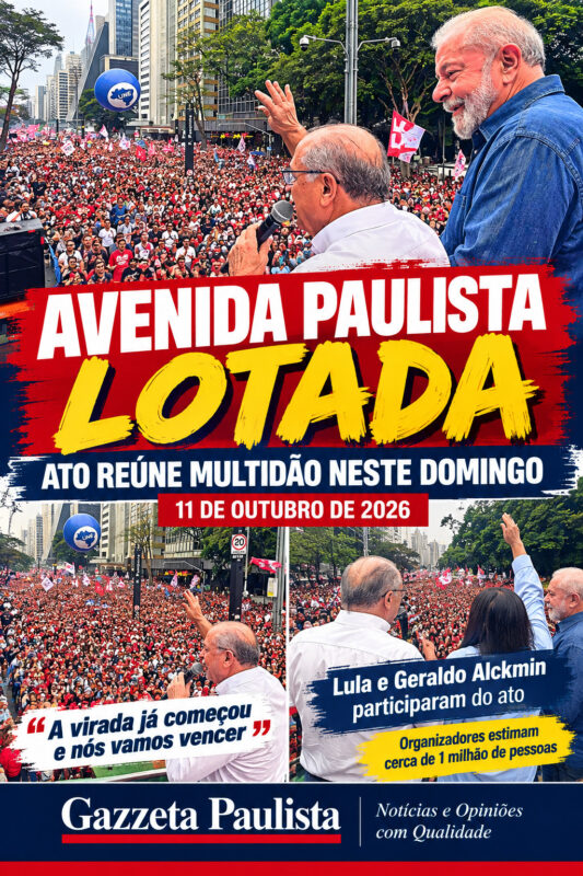 Avenida Paulista reúne multidão em ato de campanha com Lula e Geraldo Alckmin