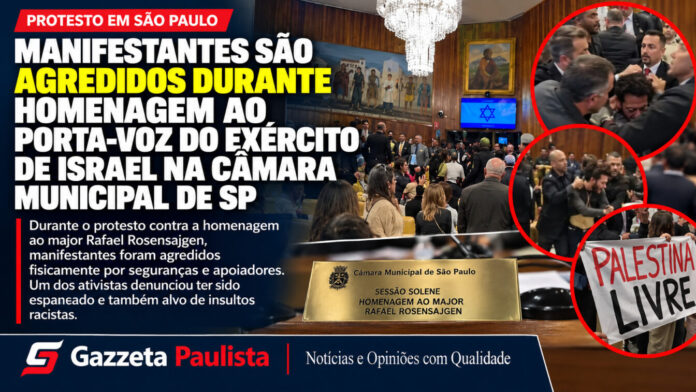 Protesto na Câmara de SP contra homenagem a major de Israel termina em agressões e denúncia de racismo