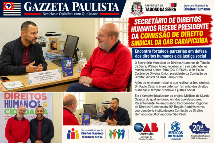 Secretário de Direitos Humanos Reúne Parceiros Sec. de Direitos Humanos de Taboão Recebe o Dr. Paulo Cesário de Oliveira Jr.
